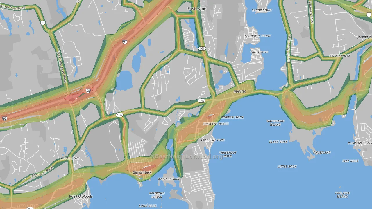 Niantic, CT Map of Noise Levels in Niantic