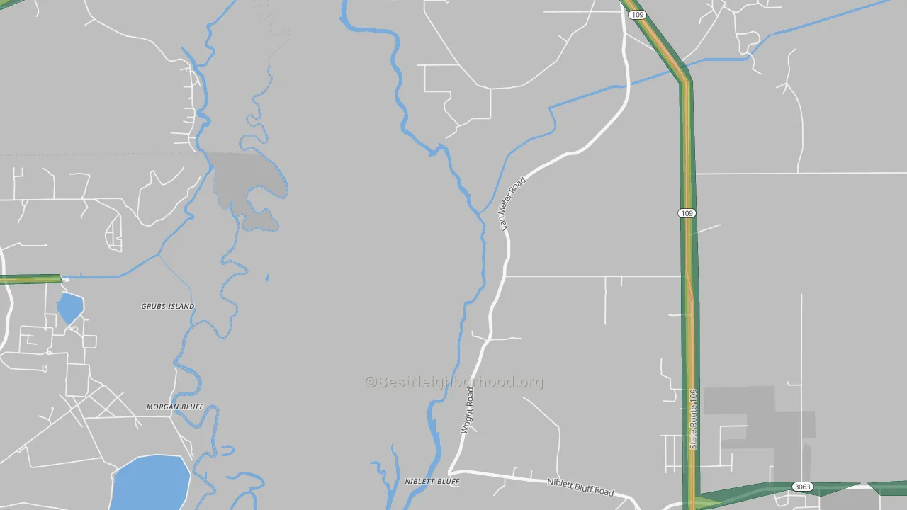 Niblett Bluff, LA Map of Noise Levels in Niblett Bluff