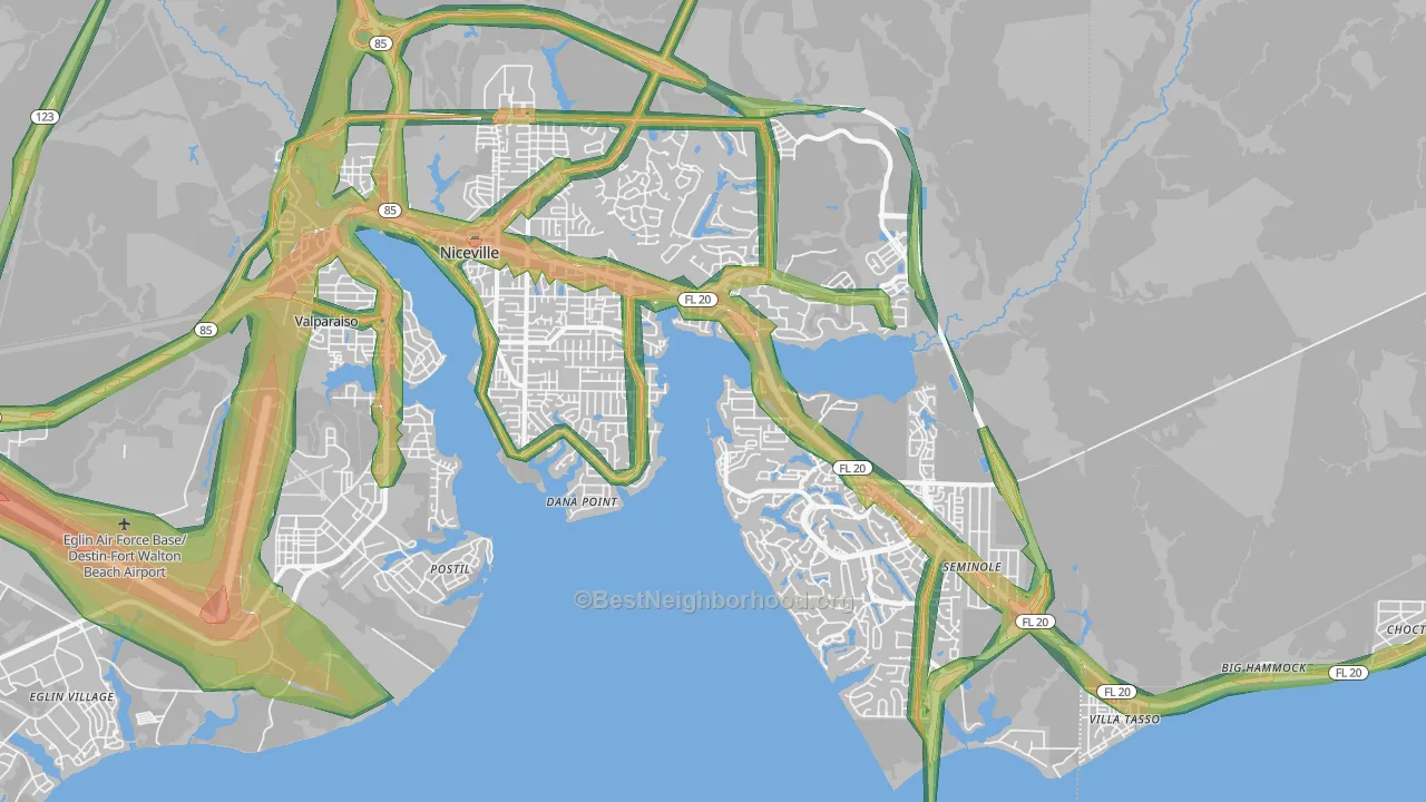 Niceville, FL Map of Noise Levels in Niceville