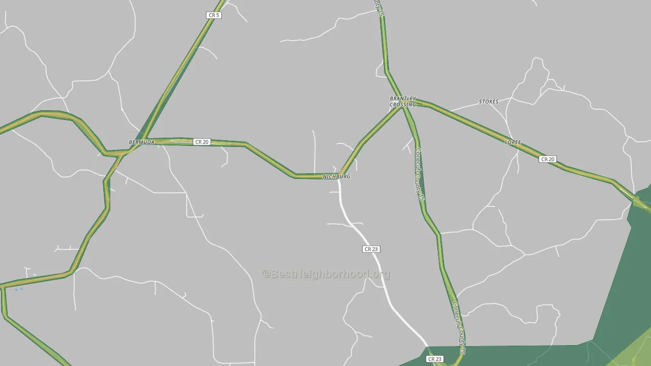 Nichburg, AL Map of Noise Levels in Nichburg