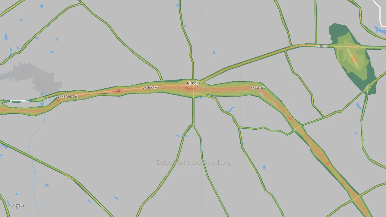 Nicholls, GA Map of Noise Levels in Nicholls