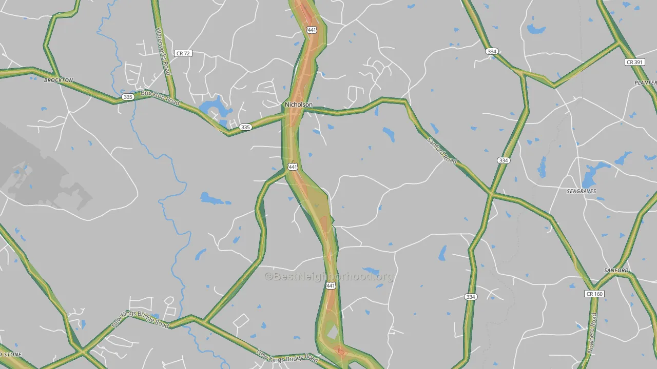 Nicholson, GA Map of Noise Levels in Nicholson