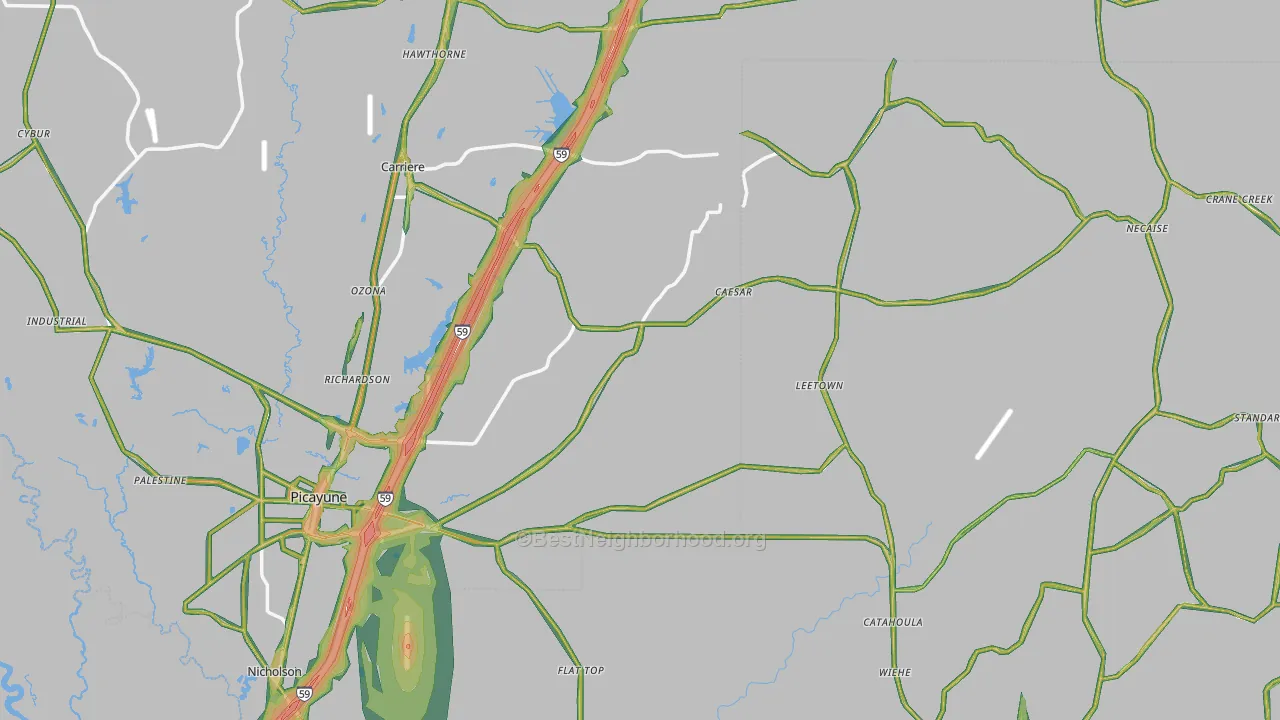 Nicholson, MS Map of Noise Levels in Nicholson