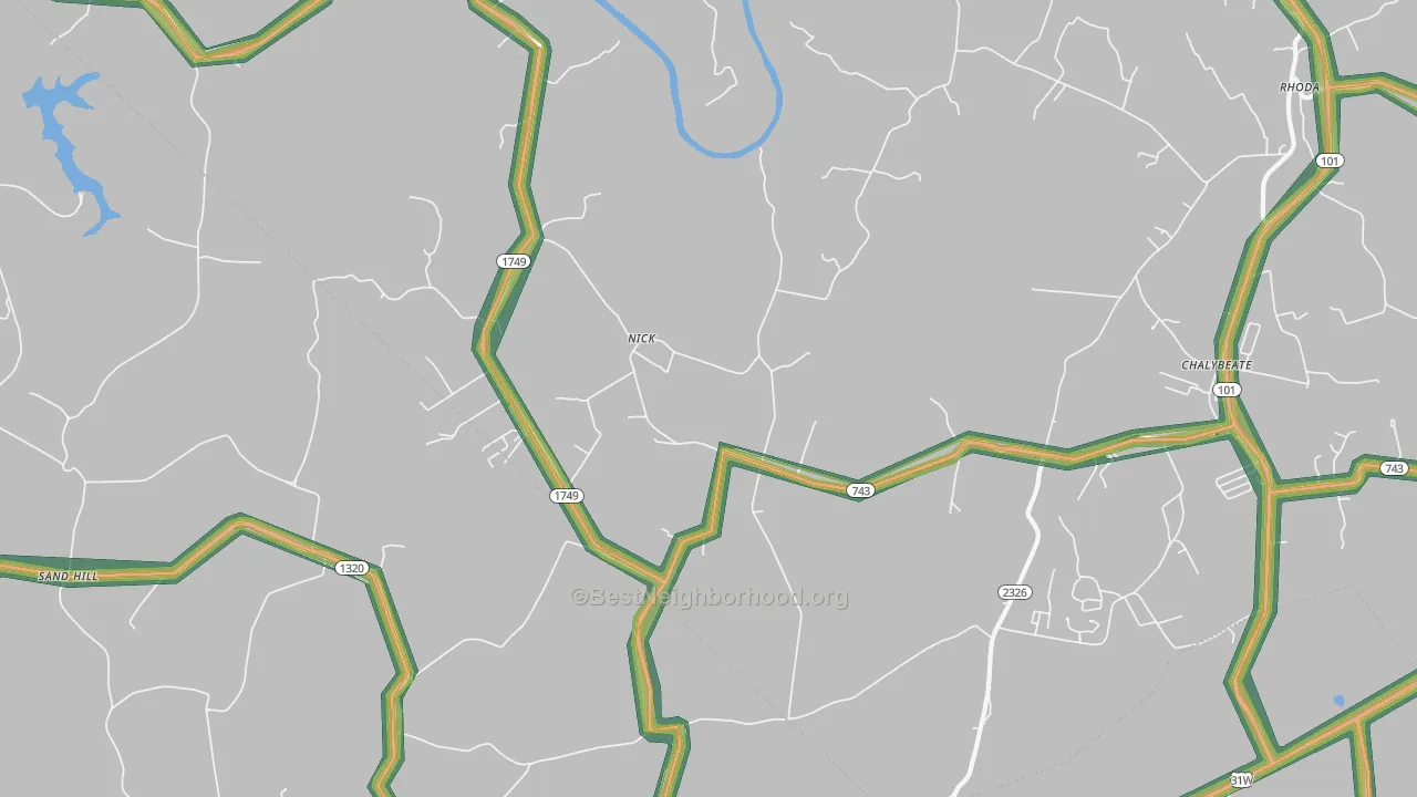 Nick, KY Map of Noise Levels in Nick