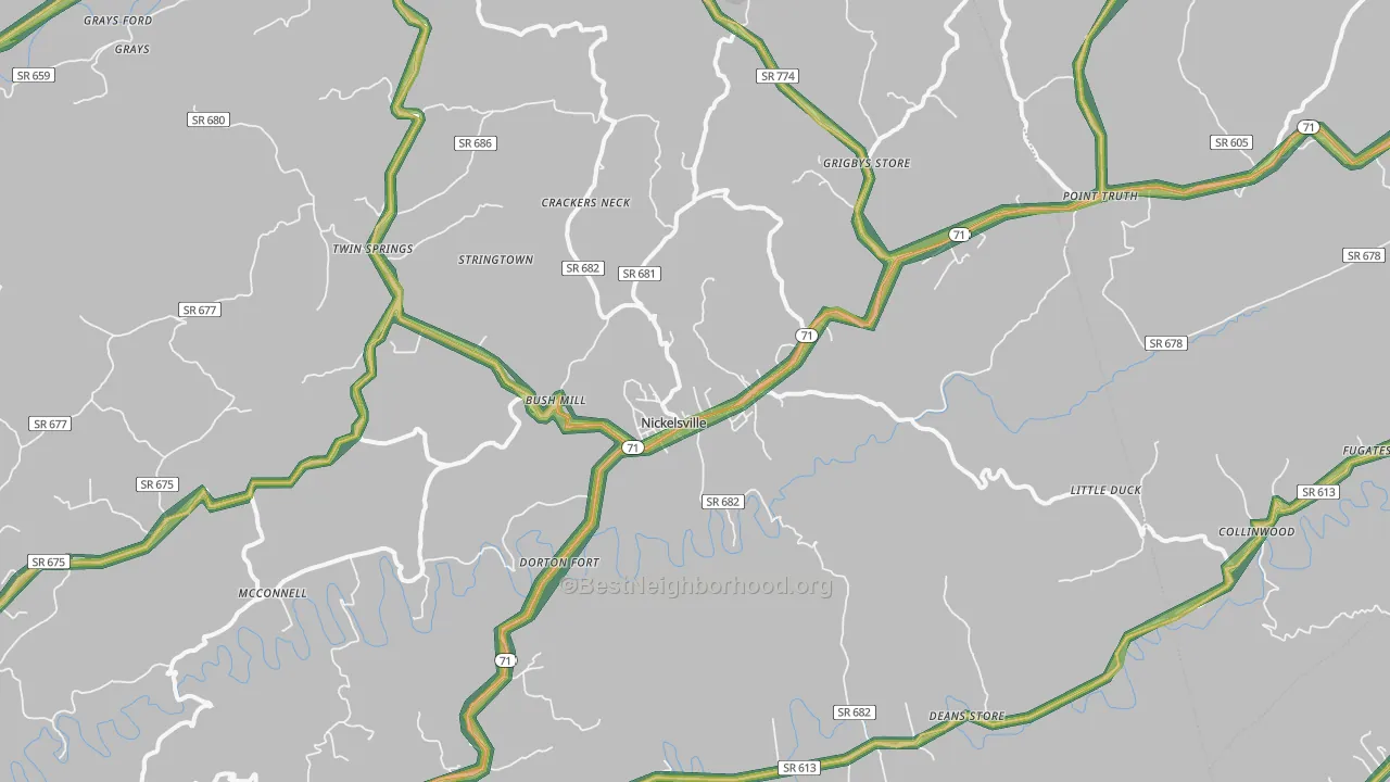 Nickelsville, VA Map of Noise Levels in Nickelsville