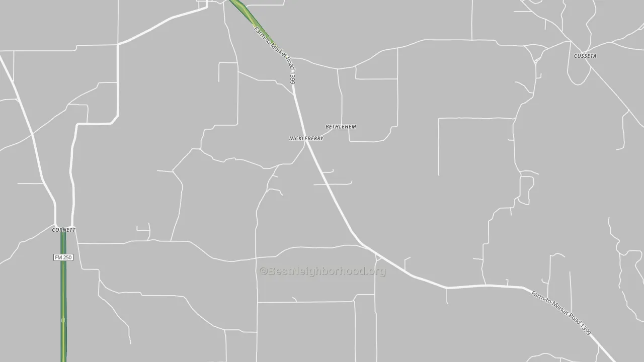 Nickleberry, TX Map of Noise Levels in Nickleberry