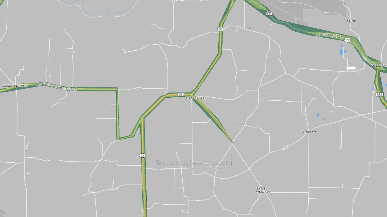 Nickleville, PA Map of Noise Levels in Nickleville