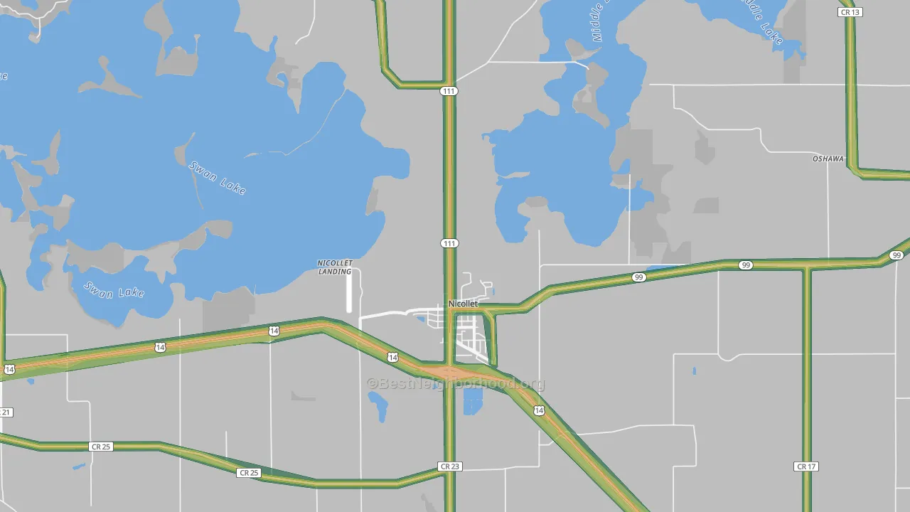 Nicollet, MN Map of Noise Levels in Nicollet