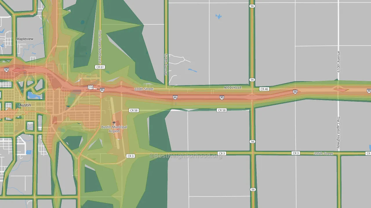 Nicolville, MN Map of Noise Levels in Nicolville