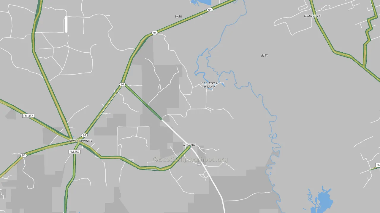 Nigton, TX Map of Noise Levels in Nigton