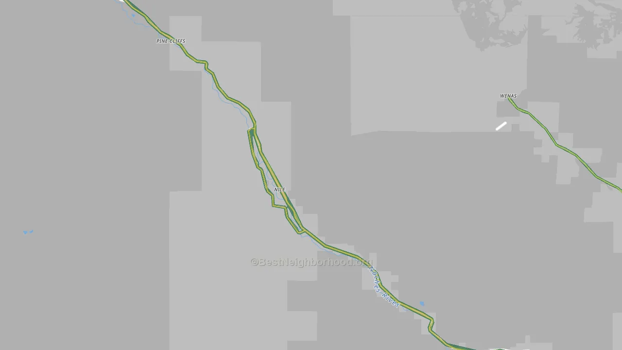 Nile, WA Map of Noise Levels in Nile