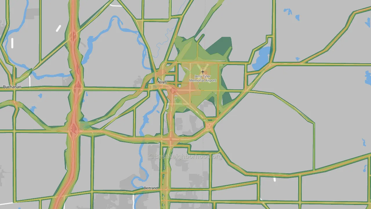 Niles, MI Map of Noise Levels in Niles