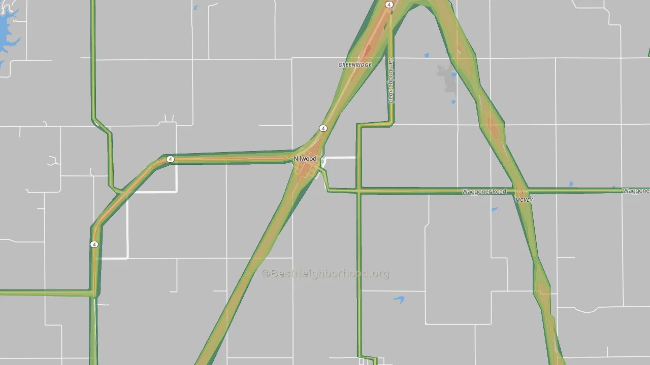 Nilwood, IL Map of Noise Levels in Nilwood