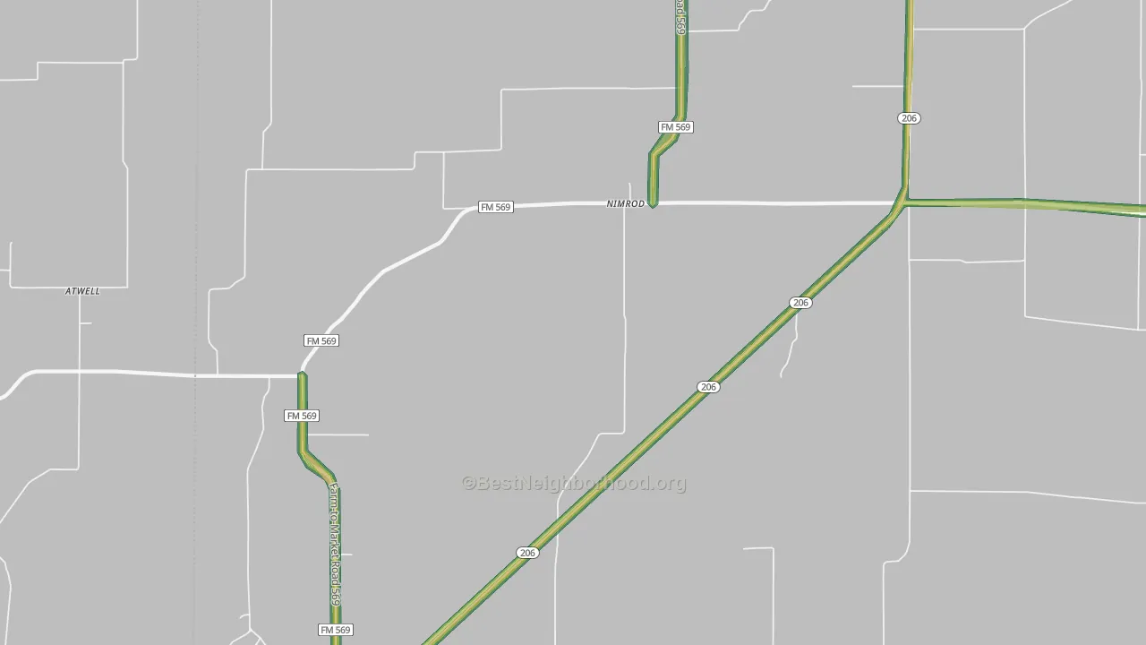 Nimrod, TX Map of Noise Levels in Nimrod