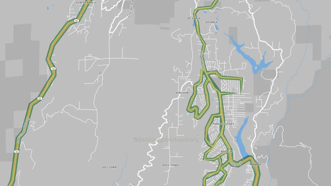Nimshew, CA Map of Noise Levels in Nimshew
