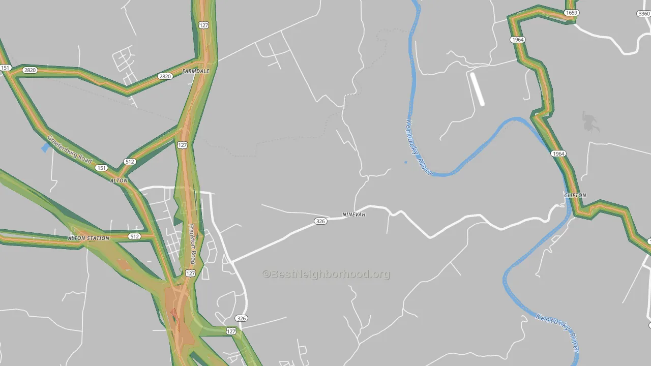 Ninevah, KY Map of Noise Levels in Ninevah