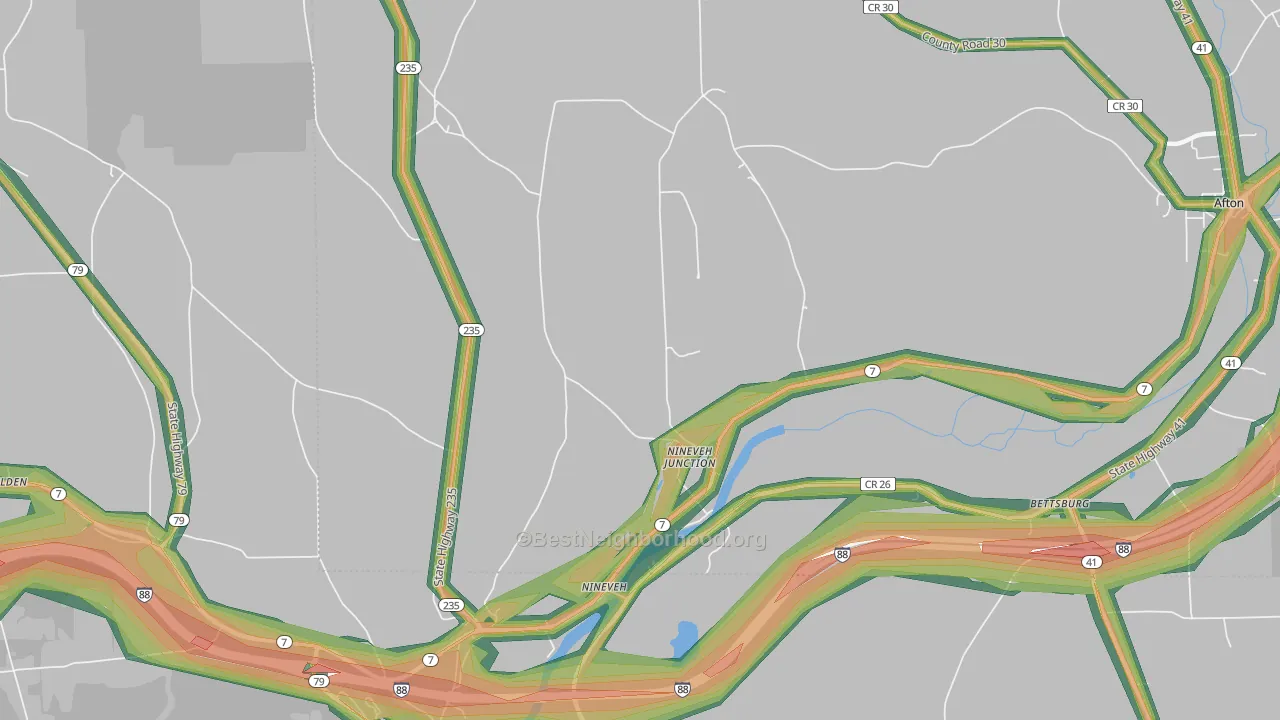 Nineveh Junction, NY Map of Noise Levels in Nineveh Junction