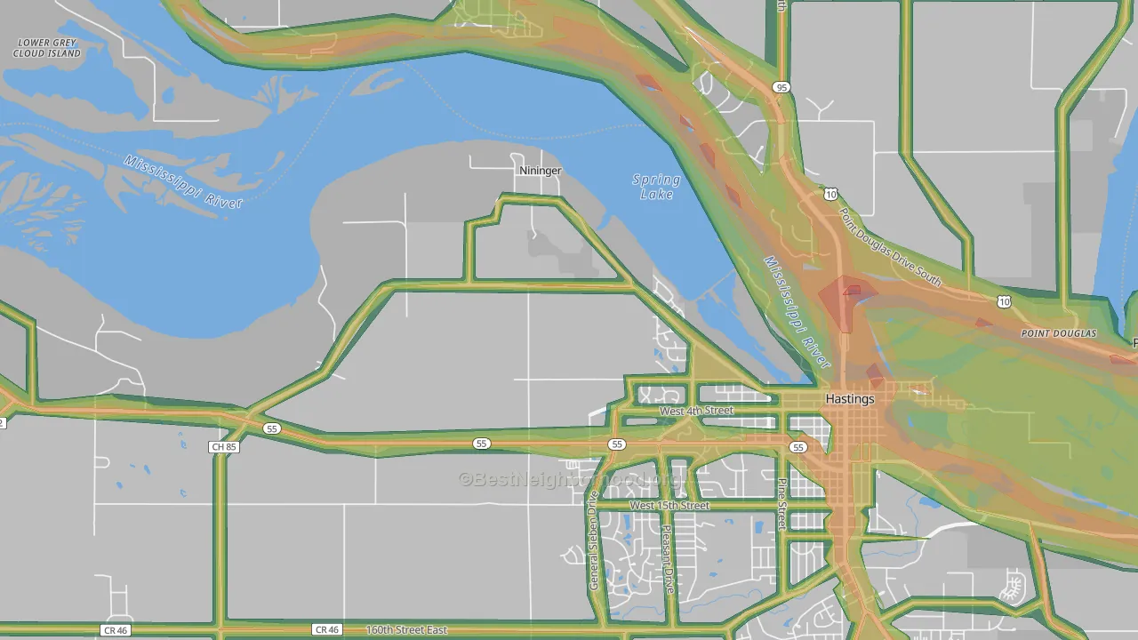 Nininger, MN Map of Noise Levels in Nininger