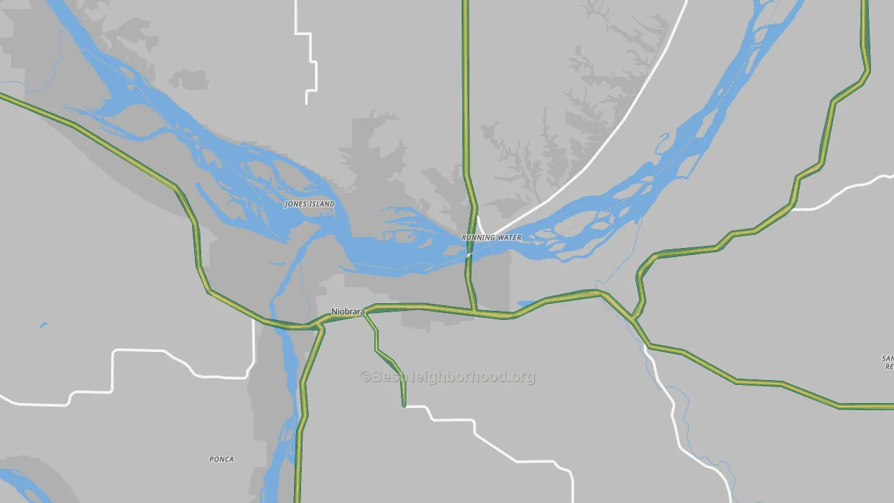 Niobrara, NE Map of Noise Levels in Niobrara