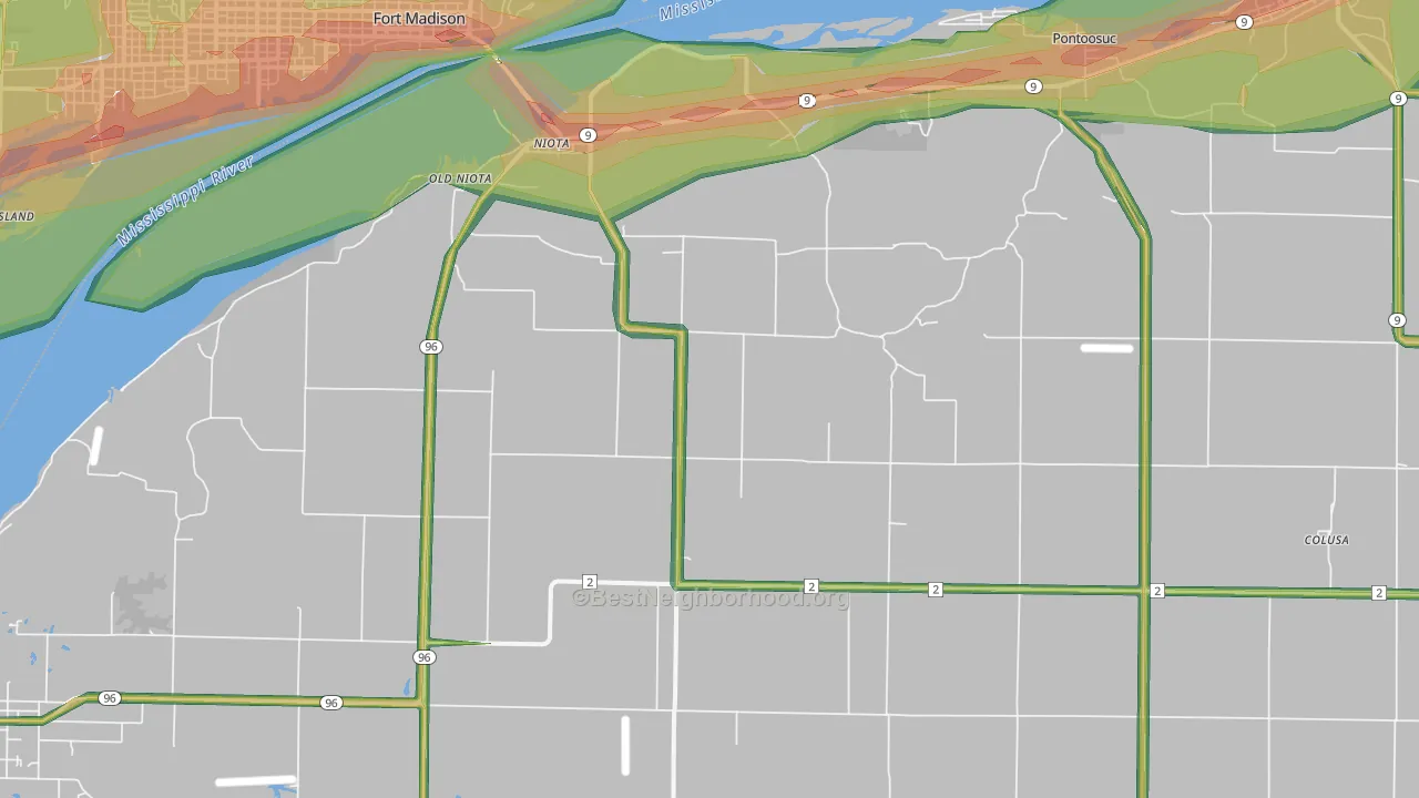 Niota, IL Map of Noise Levels in Niota