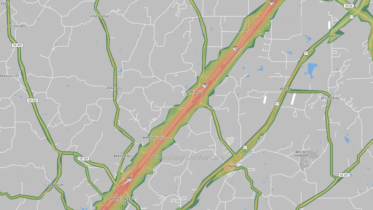 Niota, TN Map of Noise Levels in Niota