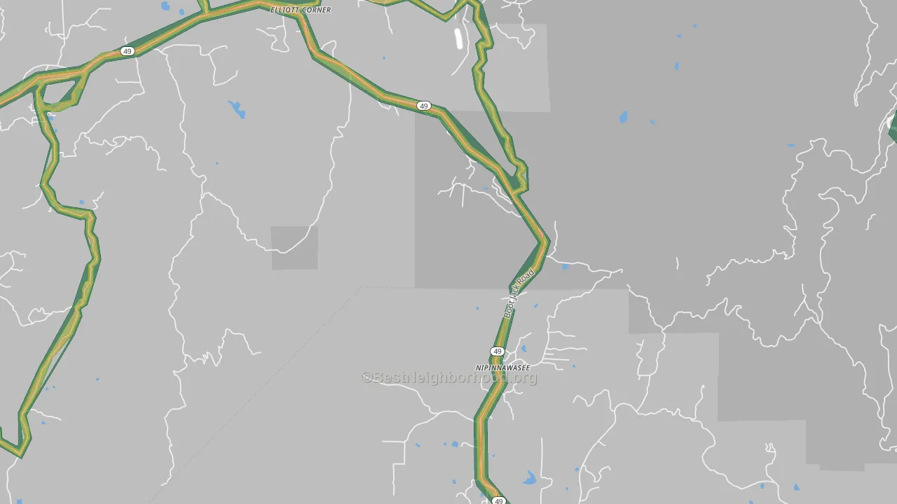 Nipinnawasee, CA Map of Noise Levels in Nipinnawasee