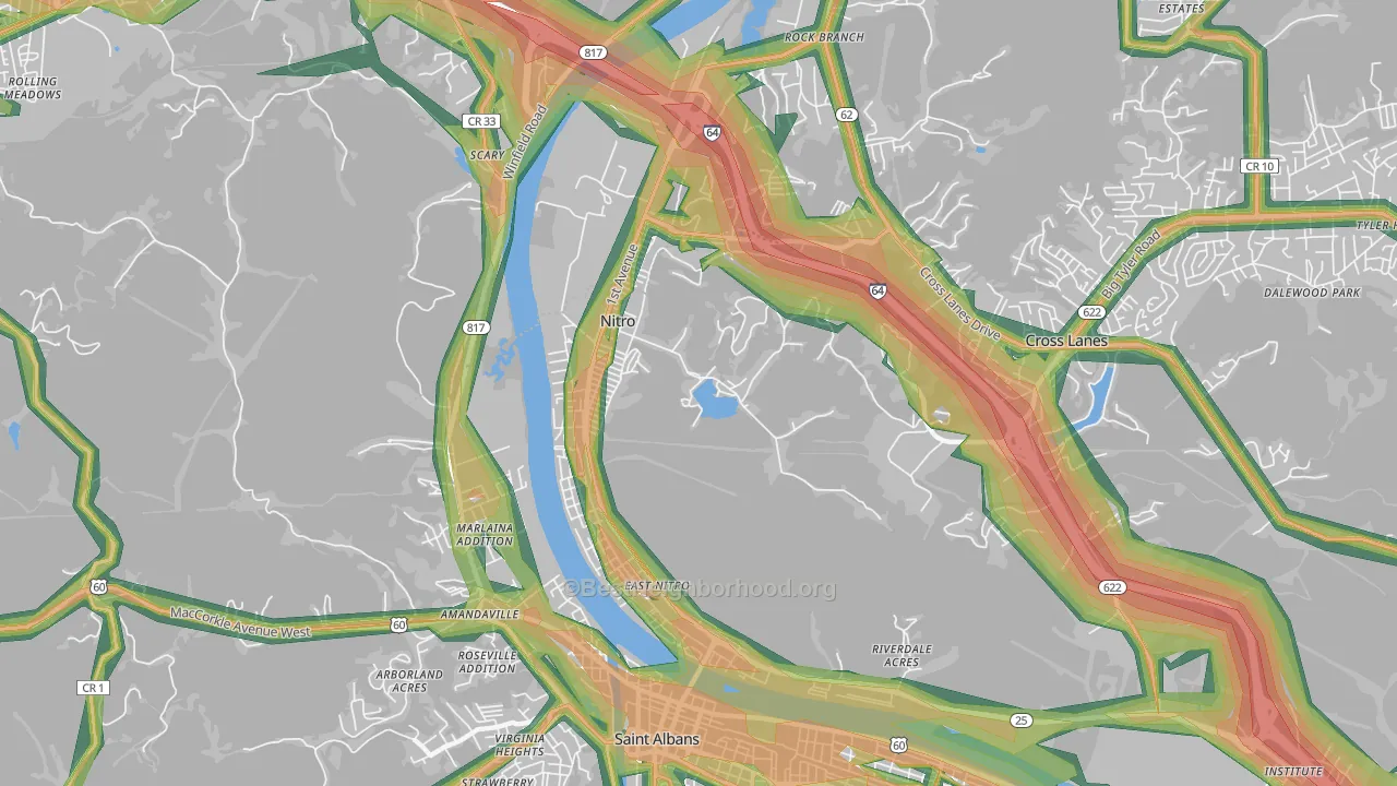 Nitro, WV Map of Noise Levels in Nitro