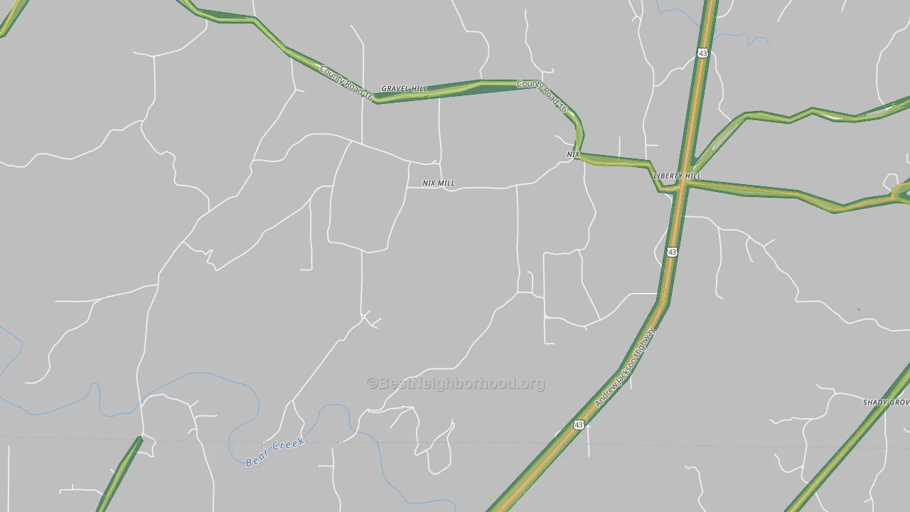 Nix Mill, AL Map of Noise Levels in Nix Mill