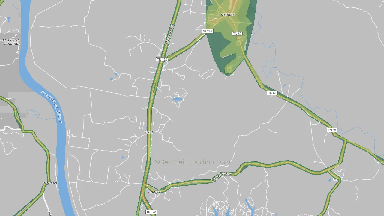 Nixon, TN Map of Noise Levels in Nixon