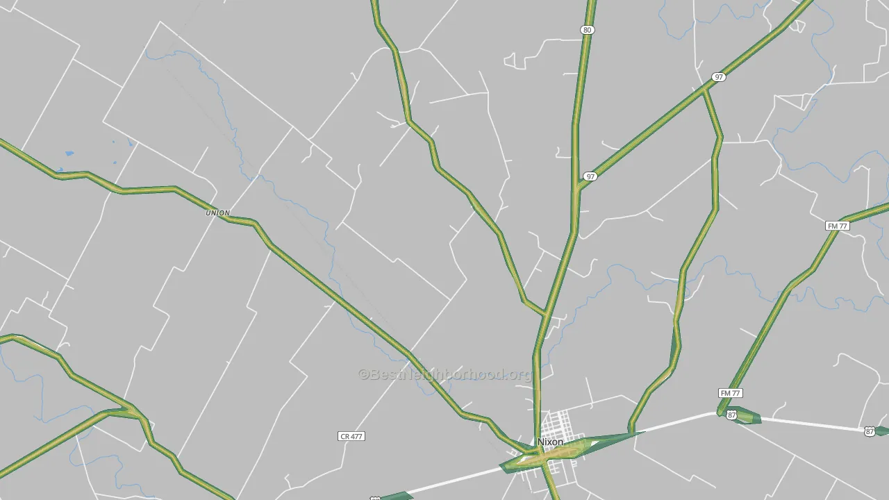 Nixon, TX Map of Noise Levels in Nixon