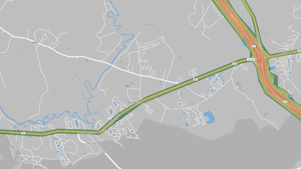 Nixonville, SC Map of Noise Levels in Nixonville
