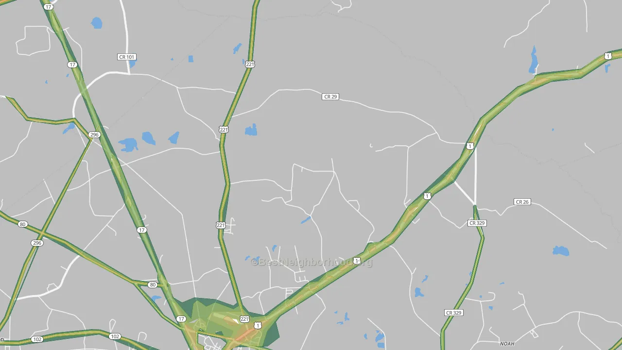 Noah, GA Map of Noise Levels in Noah