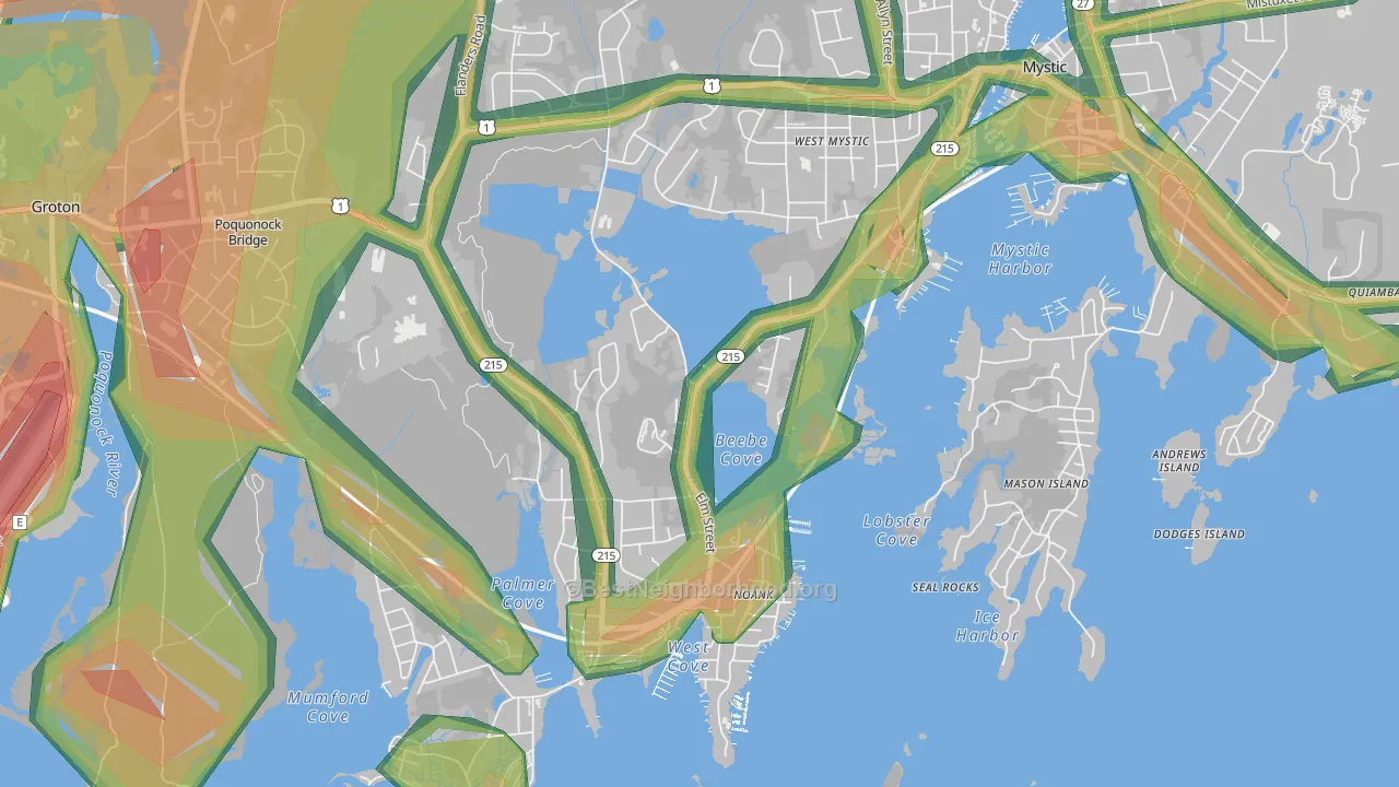 Noank, CT Map of Noise Levels in Noank