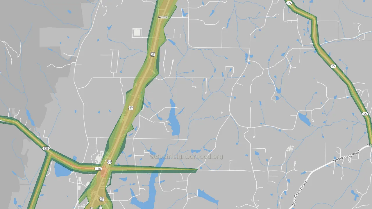 Noble, GA Map of Noise Levels in Noble