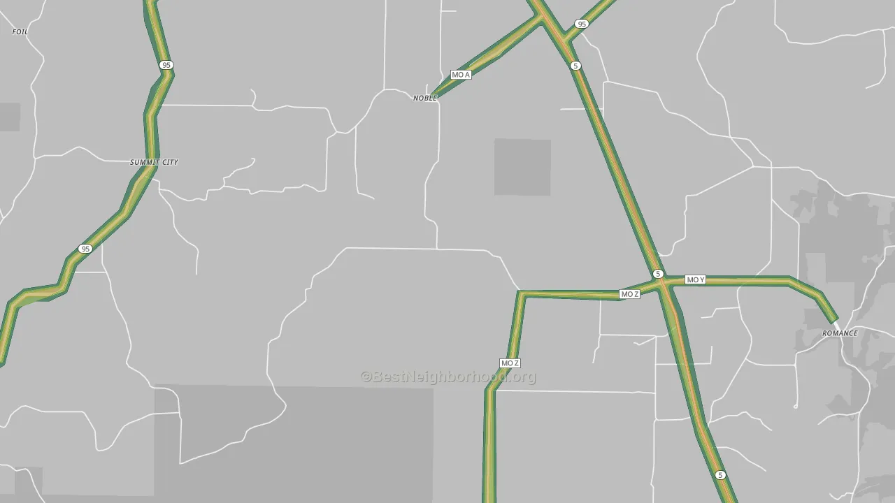 Noble, MO Map of Noise Levels in Noble