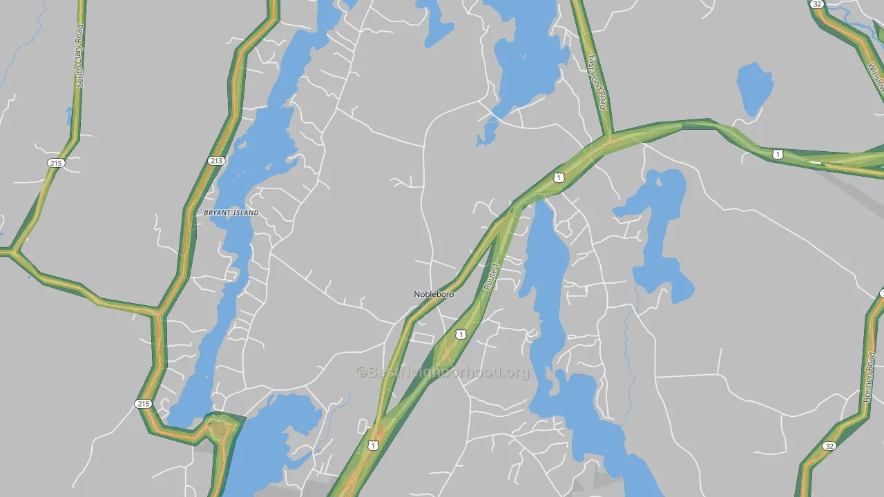 Nobleboro, ME Map of Noise Levels in Nobleboro