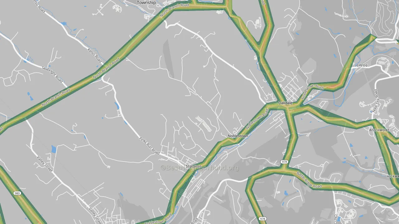 Noblestown, PA Map of Noise Levels in Noblestown
