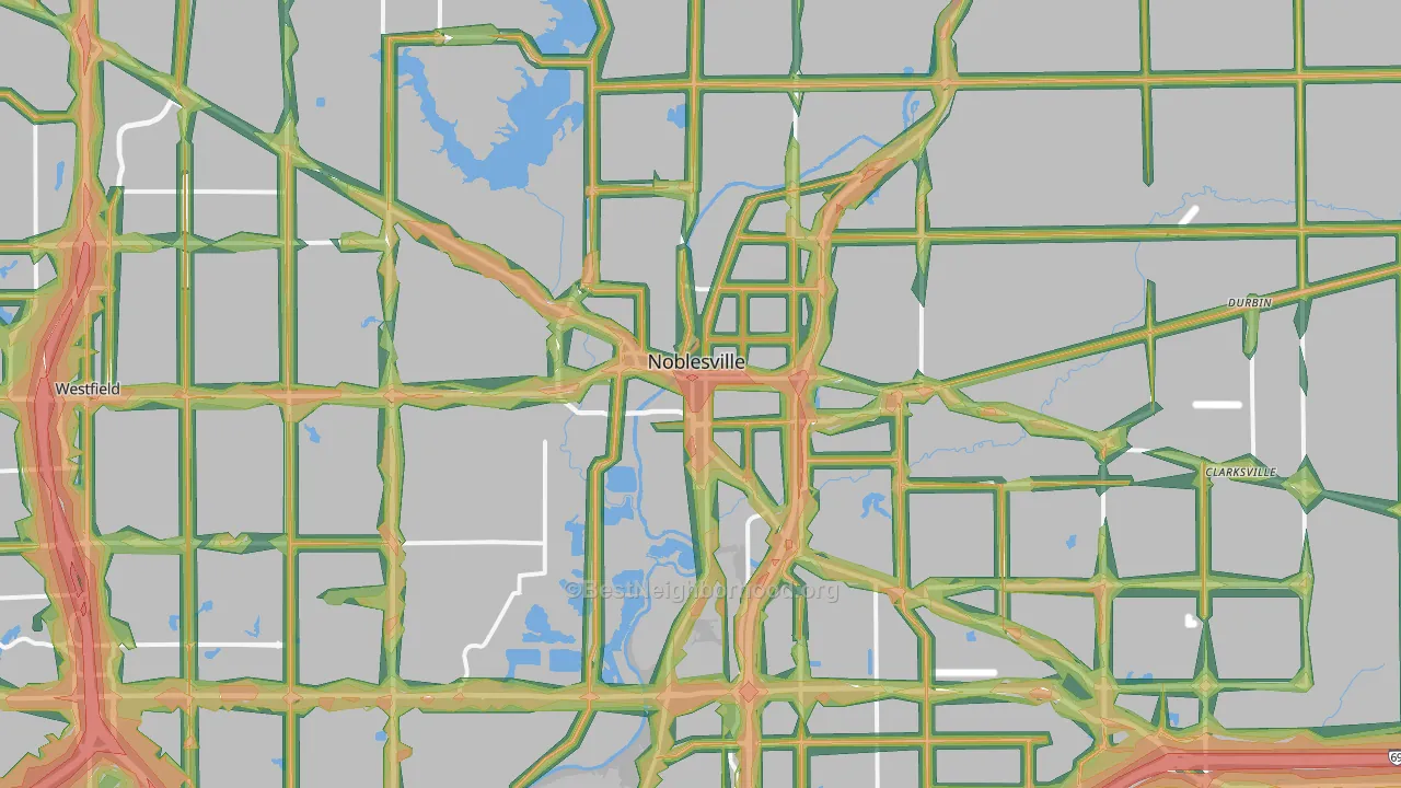 Noblesville, IN Map of Noise Levels in Noblesville
