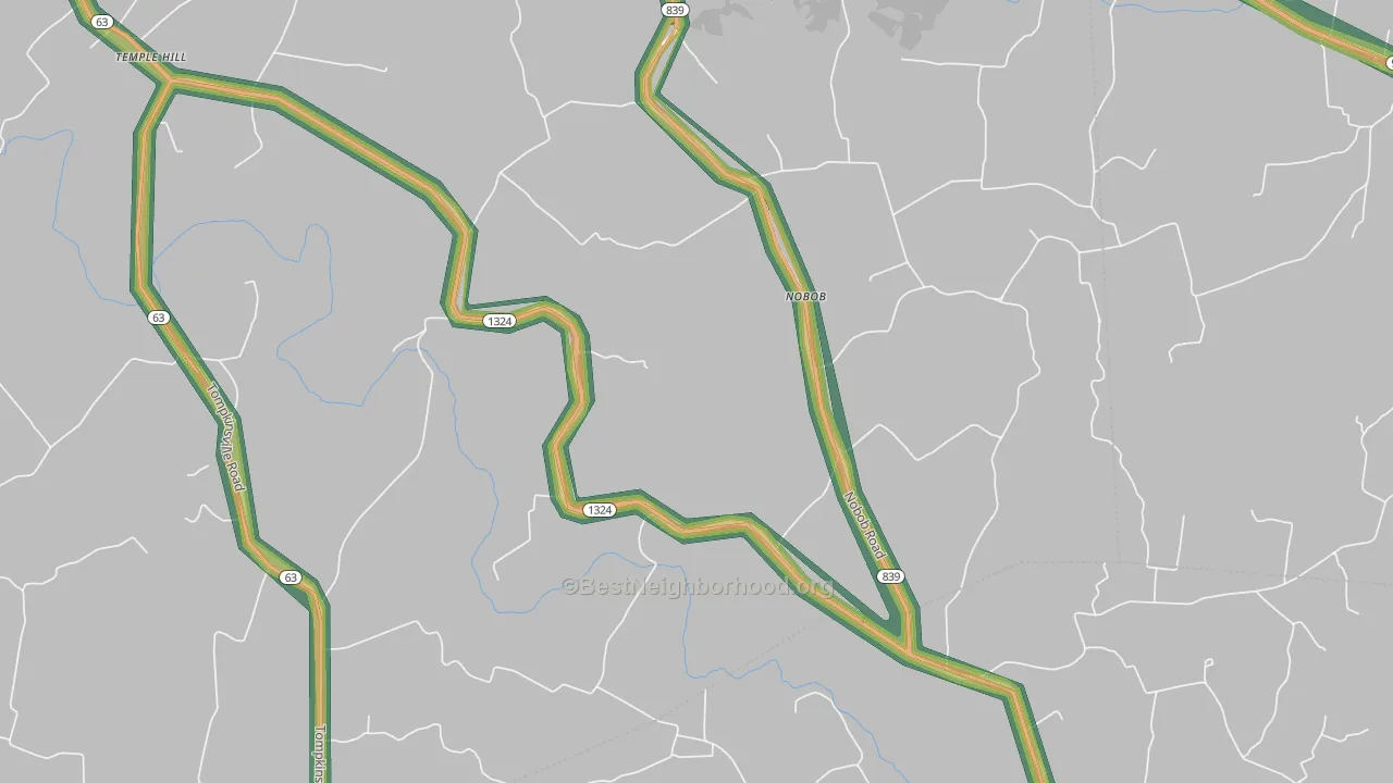 Nobob, KY Map of Noise Levels in Nobob