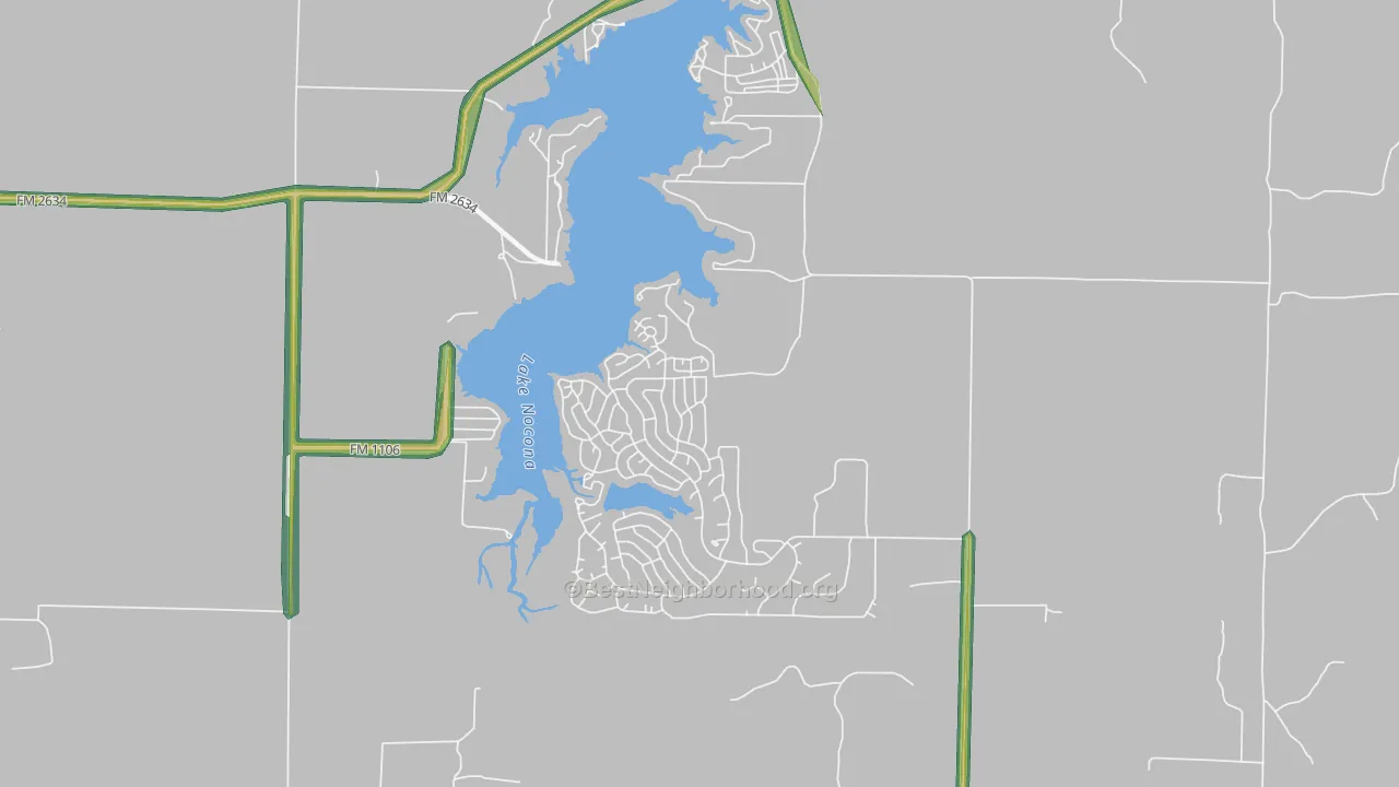 Nocona Hills, TX Map of Noise Levels in Nocona Hills