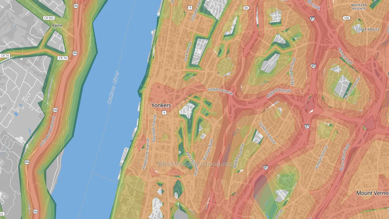 Nodine Hill, Yonkers, NY Map of Noise Levels in Nodine Hill