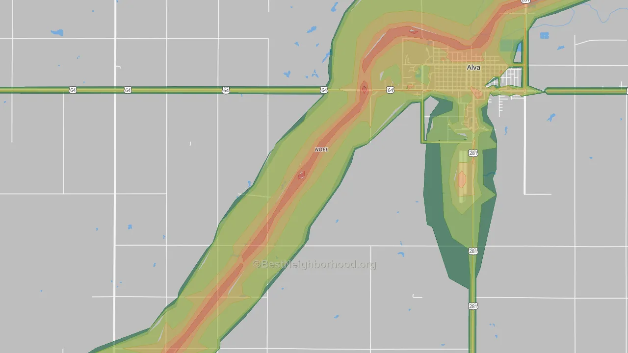 Noel, OK Map of Noise Levels in Noel