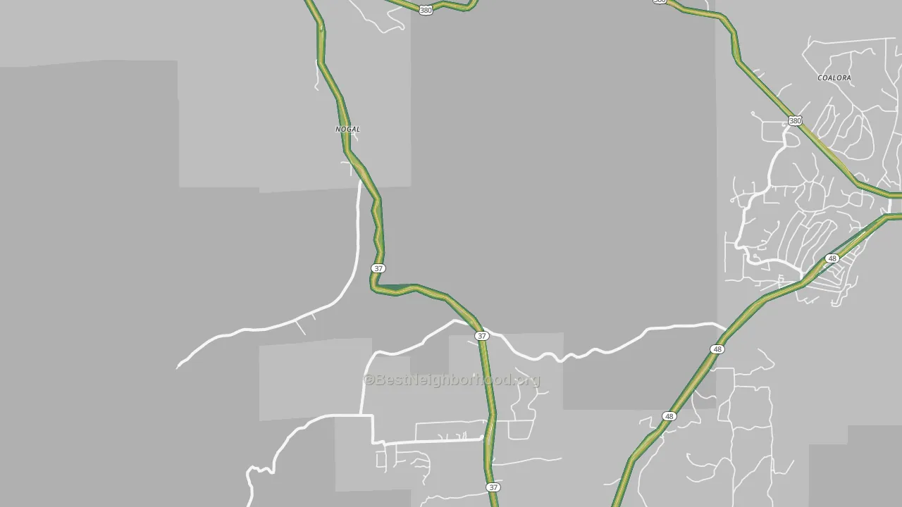 Nogal, NM Map of Noise Levels in Nogal
