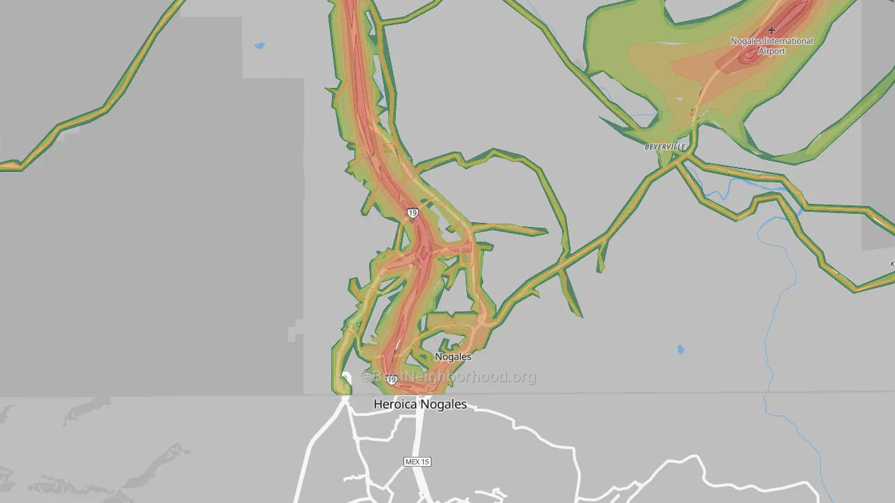 Nogales, AZ Map of Noise Levels in Nogales