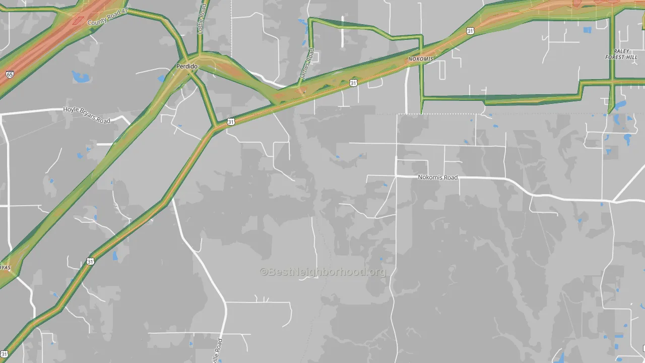 Nokomis, AL Map of Noise Levels in Nokomis