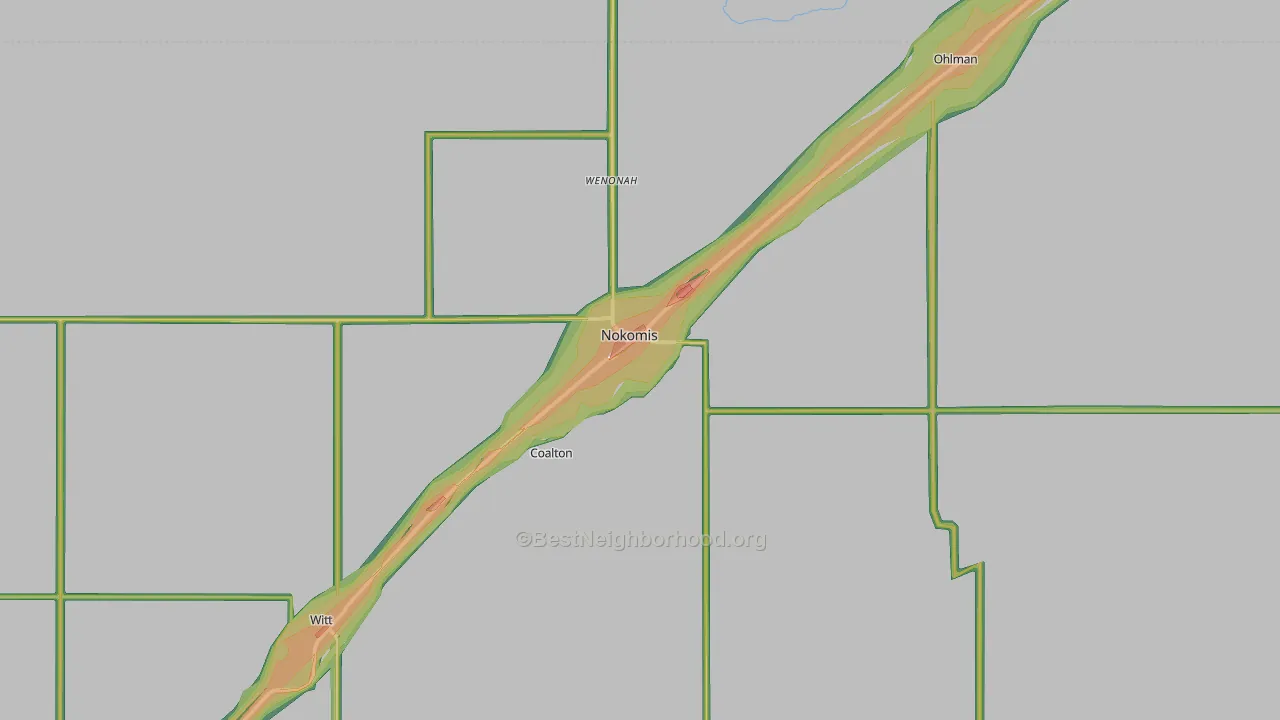 Nokomis, IL Map of Noise Levels in Nokomis