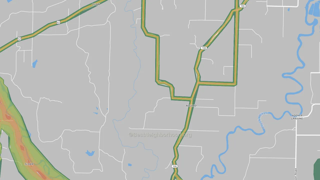 Noland, AR Map of Noise Levels in Noland