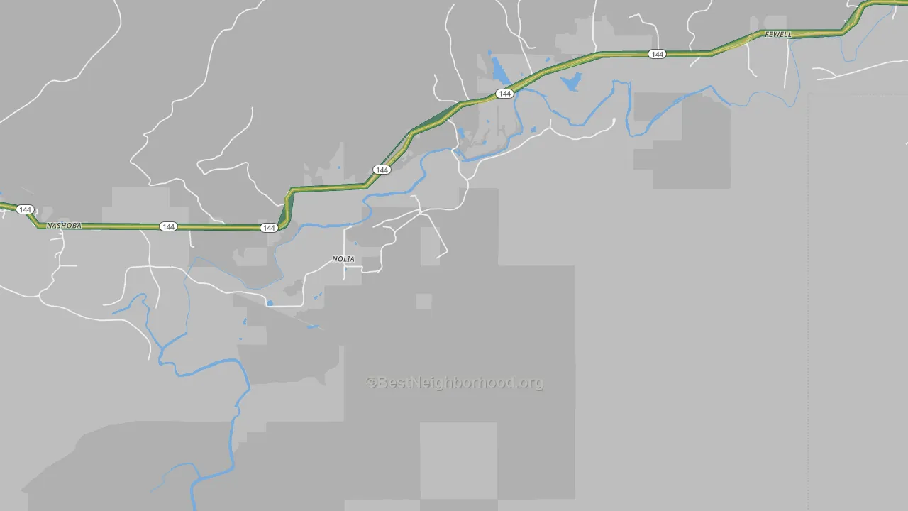 Nolia, OK Map of Noise Levels in Nolia