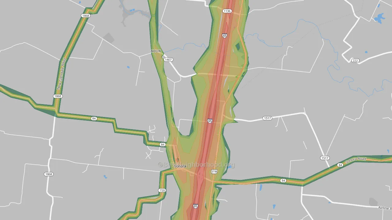 Nolin, KY Map of Noise Levels in Nolin