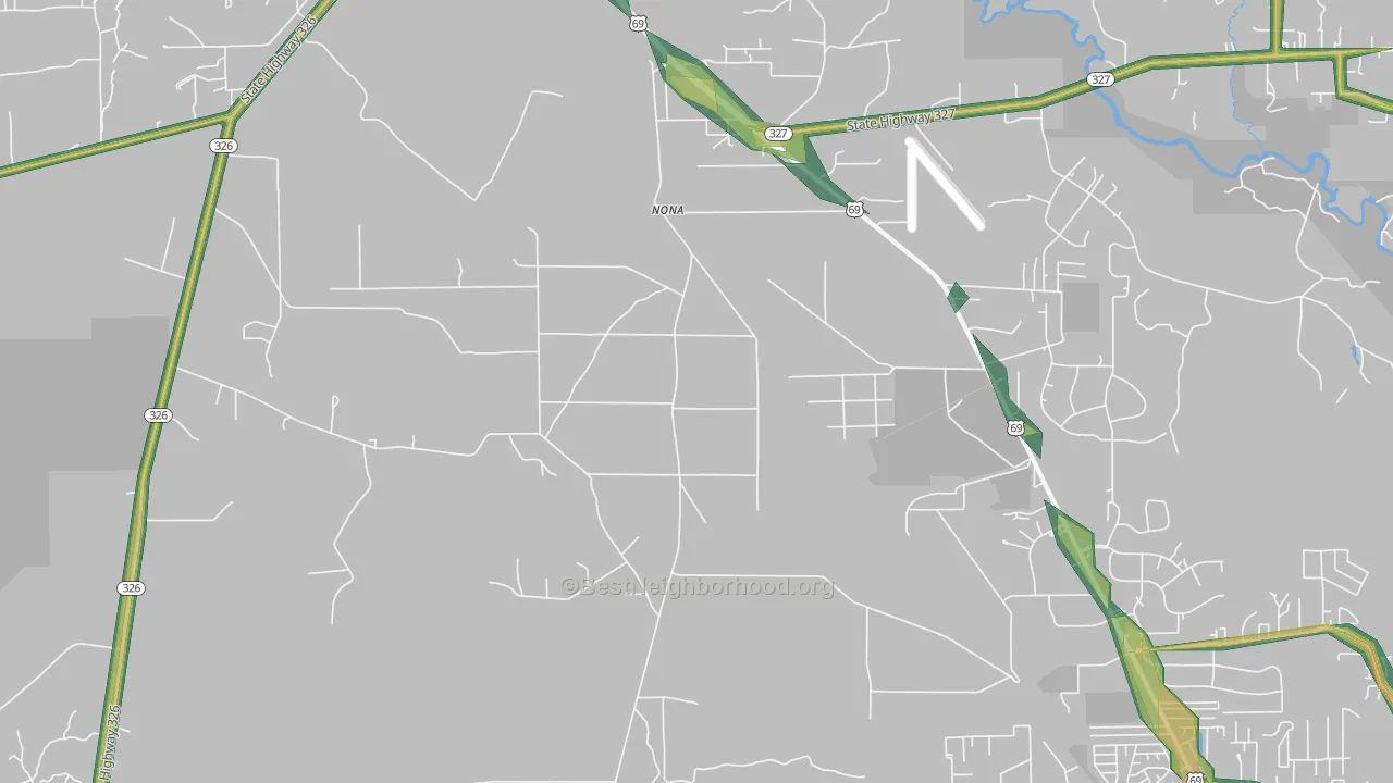 Nona, TX Map of Noise Levels in Nona